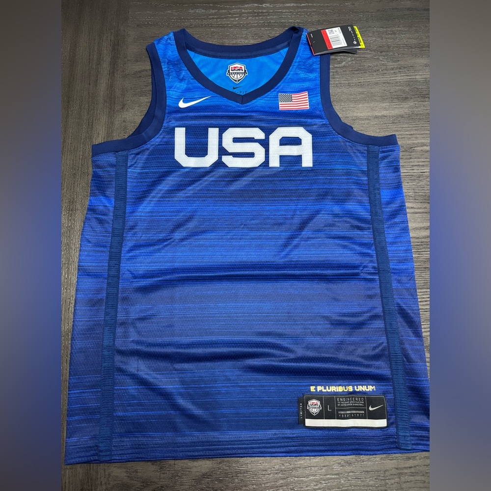 NWT Nike Tokyo Olympics Team USA Limited Basketball Jersey CQ0145-451 Blue Sz L